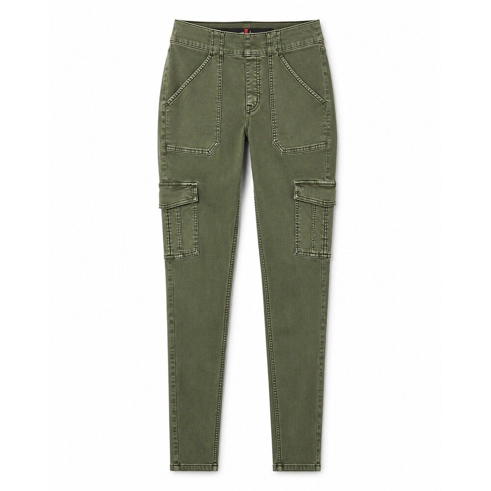 SPANX Green Cargo Skinny Pants Women’s Medium Olive Stretch Utility Pull On